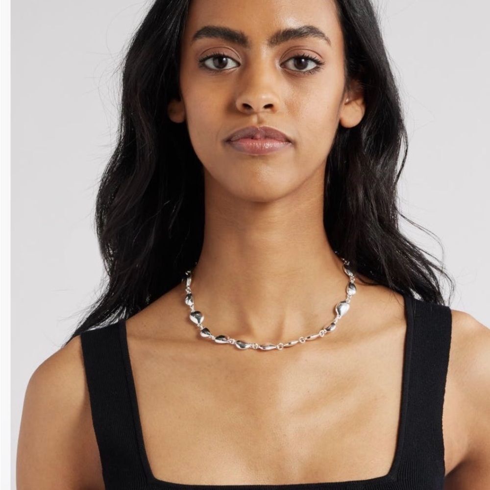 Open Edit- Polished Orb Necklace- Choker Silver Necklace- Grunge - Picture 4 of 4